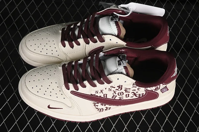 All categories Air Jordan Jordan series basketball shoes Air Jordan 1 Low high-end customized low-top sneakers Travis Scott x Fragment Design x Air Jordan 1 Low OG SP AJ1 Crow Heart joint brown print low-top cultural casual sneakers LD2025-016